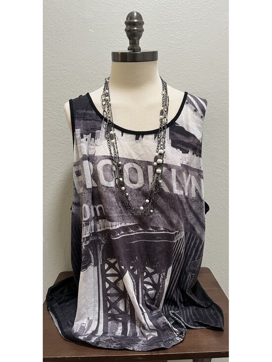 Ring of Fire Tops - Brooklyn Bridge Black NYC Ring Of Fire Tank Top Sz L Grunge